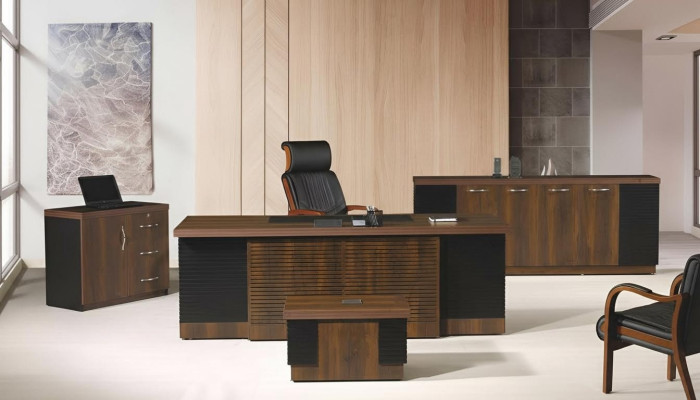 Bürotisch Büromöbel Komplettbüro Schreibtisch Set 4tlg Holz Braun Büro