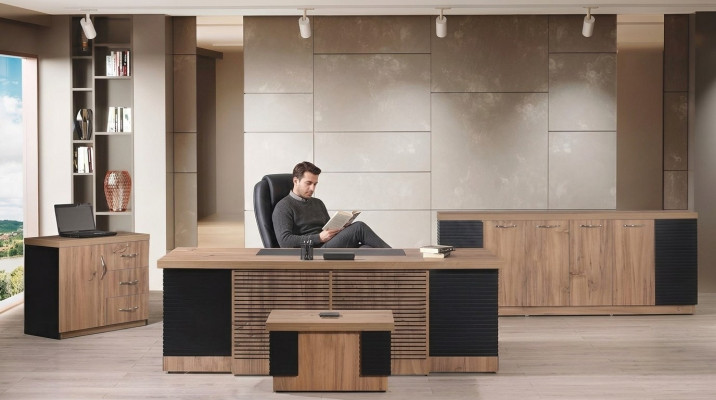 Arbeitszimmermöbel Büro Schreibtisch Bürotisch Set 4tlg Holz Braun