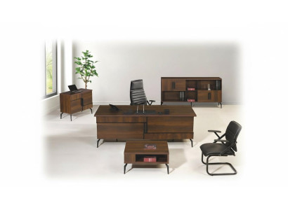 Arbeitszimmermöbel Büro Schreibtisch Bürotisch Set 4tlg Holz Braun