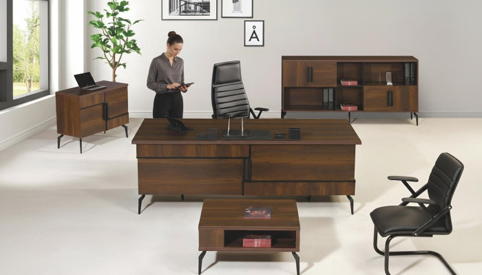 Büromöbel Komplettbüro Schreibtisch Büro Bürotisch Set 4tlg Holz Braun