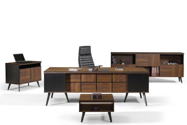 Schreibtisch Klassische Komplette Arbeitszimmermöbel 4tlg Holz Braun