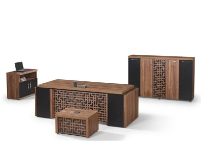 Arbeitszimmermöbel Büro Schreibtisch Bürotisch Set 4tlg Holz Braun