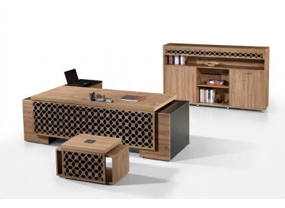 Luxus Eckbürotisch Komplette Bürotisch Set 3tlg Holz Braun Büromöbel