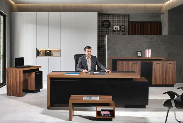 Büromöbel Komplettbüro Schreibtisch Büro Bürotisch 4tlg Holz Schwarz