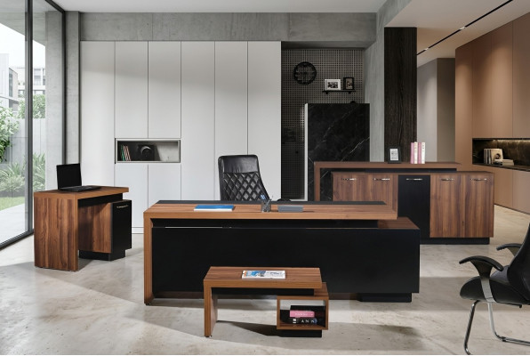 Büromöbel Komplettbüro Schreibtisch Büro Bürotisch 4tlg Holz Schwarz