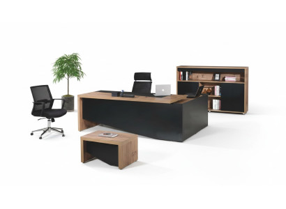 Arbeitszimmermöbel Komplette Eckbürotisch 3tlg Holz Schwarz Büromöbel