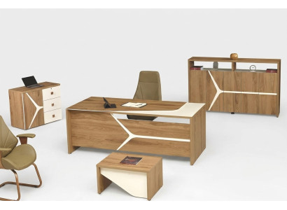 Modern Komplettbüro Schreibtisch Büro Bürotisch Set 4tlg Holz Braun