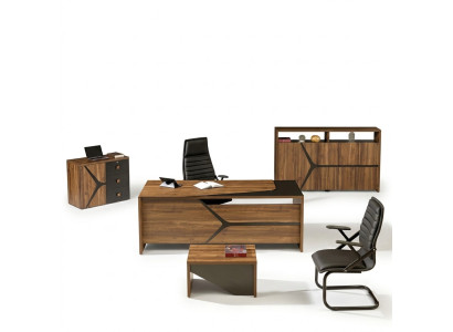 Arbeitszimmermöbel Schreibtisch Komplette 4tlg Holz Braun Büromöbel