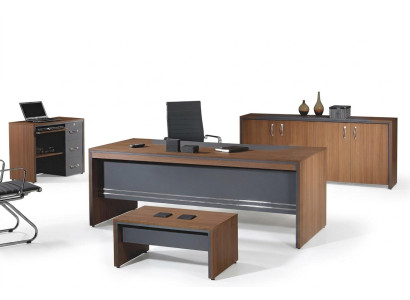 Arbeitszimmermöbel Komplettbüro Schreibtisch Set 4tlg Holz Braun Tisch