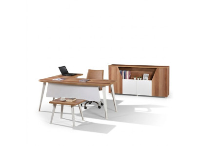 Arbeitszimmermöbel Komplettbüro Eckbürotisch Set 3tlg Holz Weiß Tisch