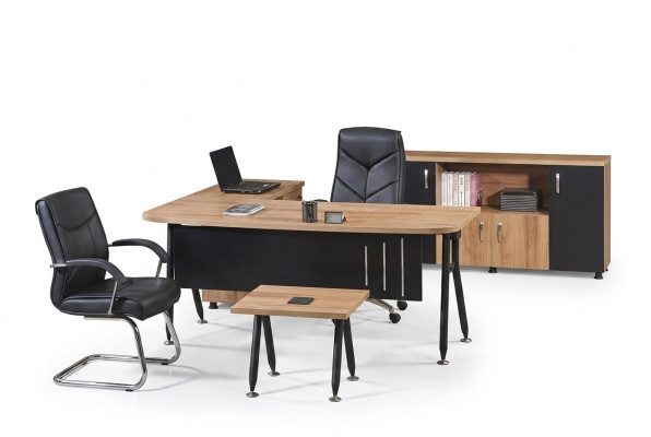 Eckbürotisch Arbeitstisch Komplettbüro Büromöbel 3tlg Holz Set Schwarz
