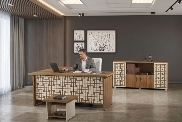 Computermöbel Arbeitstisch Büromöbel Eckbürotisch 3tlg Holz Set Braun