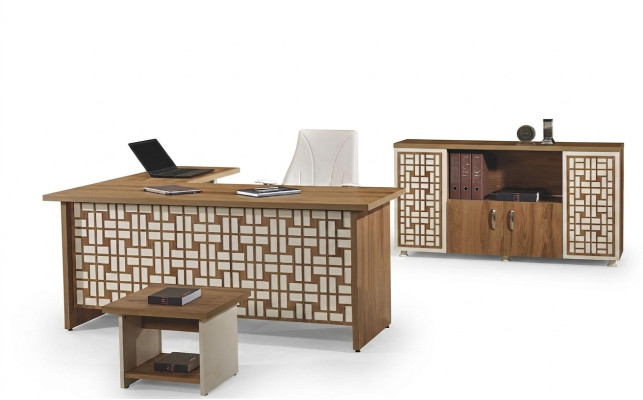Computermöbel Arbeitstisch Büromöbel Eckbürotisch 3tlg Holz Set Braun