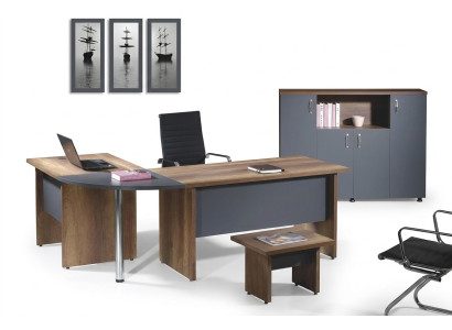 Arbeitszimmermöbel Computermöbel Büromöbel Eckbürotisch 3tlg Holz Grau