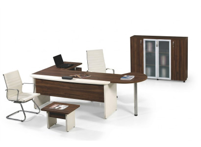 Garnitur Büromöbel Set 3tlg Eckbürotisch Komplettbüro Holz Braun Tisch