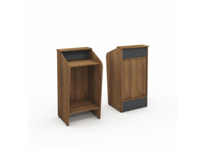 Rezeption Empfangsschalter Empfangstheke Büro Hotel Holz Braun Tisch