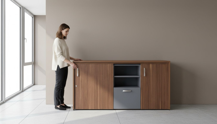 Büroschrank Schreibtisch 2 in 1 Funktions Schrank Tisch Holz Braun Neu