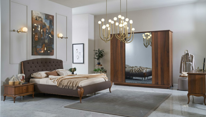 Doppelbett Komplette Schlafzimmer Bett Set 4tlg Bettrahmen Braun 180