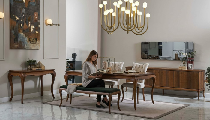 Essgruppe Esszimmermöbel Essecke Set Esszimmer 8tlg Holz Braun Tisch