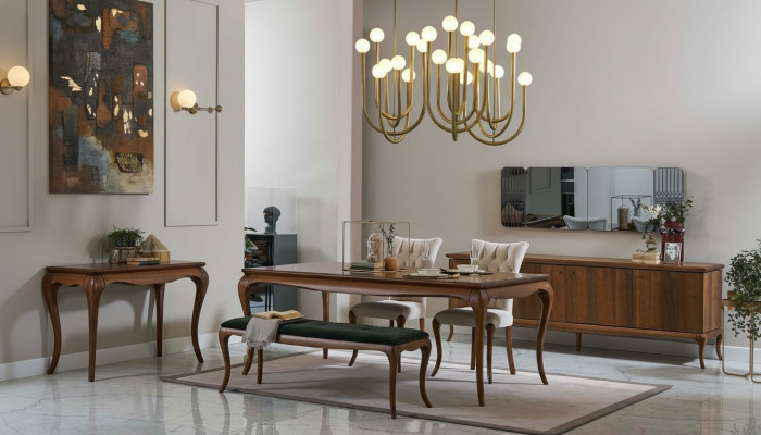 Essgruppe Esszimmermöbel Essecke Set Esszimmer 8tlg Holz Braun Tisch