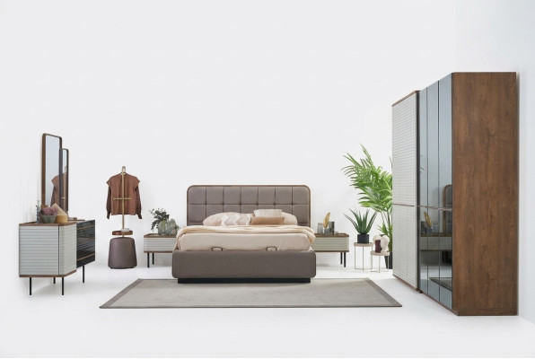 Luxus Doppelbett Komplette Schlafzimmer Bett Set 7tlg Bettrahmen Braun