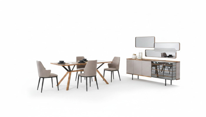 Garnitur Essecke Esszimmer Essgruppe Esszimmermöbel 7tlg Holz Beige
