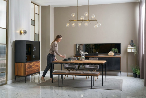 Esszimmertisch Esszimmer Gruppe Essgruppe Essecke Set 9tlg Holz Braun