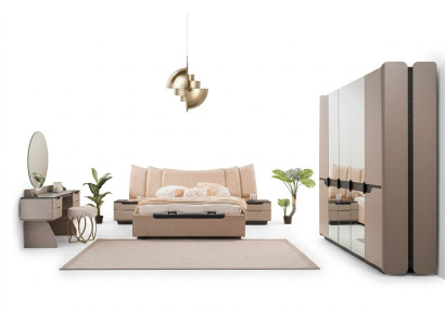 Komplette Schlafzimmer Doppelbett Modern Beige Bett Set 6tlg Schrank