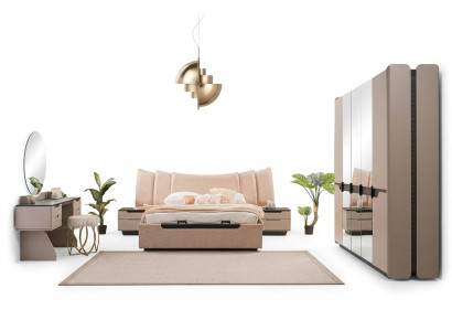 Doppelbett Komplette Bett Schlafzimmer Modern Beige Set 6tlg Schrank