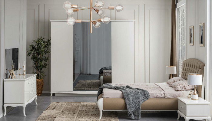 Doppelbett Garnitur Bettrahmen Komplette Schlafzimmer Bett 6tlg Weiß