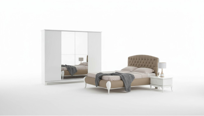 Schlafzimmer Gruppe Doppelbett Garnitur Bettrahmen Bett Set 6tlg Weiß