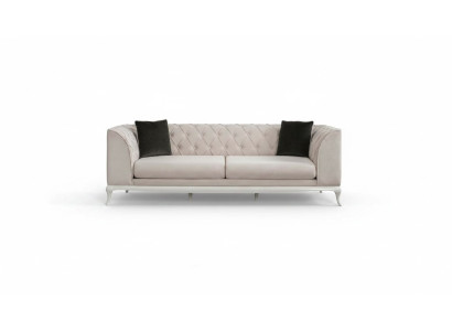 Wohnzimmer Stoffsofa Dreisitzer Chesterfield Couch Sofa 3 Sitzer Beige Stoff