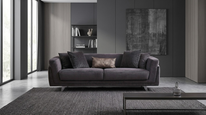 Couch mit Bettfunktion Sofa 3 Sitzer Grau Stoff Stoffsofa Dreisitzer