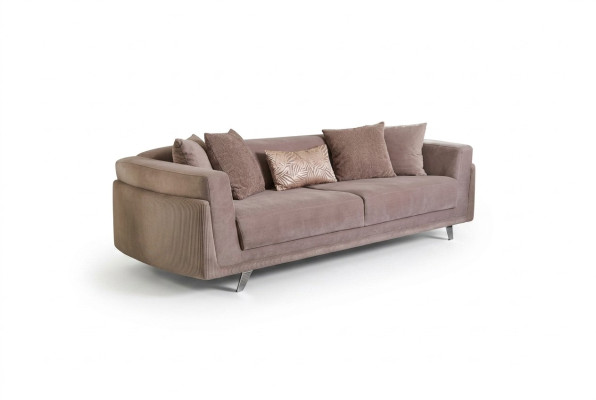 Dreisitzer Couch mit Bettfunktion Sofa 3 Sitzer Beige Stoff Stoffsofa