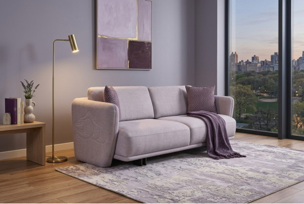 Dreisitzer Couch Sofa 3 Sitzer Grau Stoff Stoffsofa Polstersofa Design