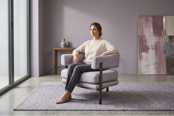 Sessel Einsitzer Stoff Wohnzimmer Modern Grau Polster Sitzer Sitz
