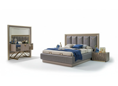 Schlafzimmer Garnitur Doppelbett Bett Braun Set 4tlg Konsolentisch Neu