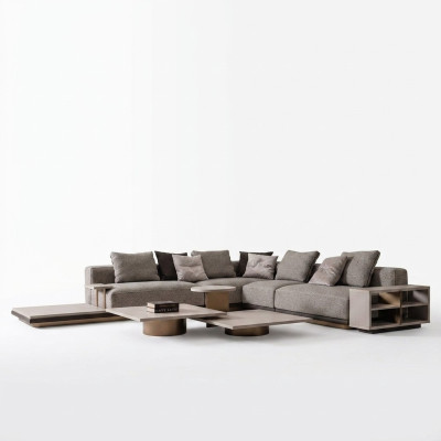 Wohnlandschaft Garnitur Wohnzimmer Ecksofa Sofa Couchtische 5tlg Grau