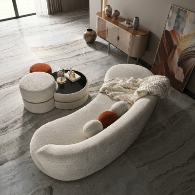 Gruppe Polstersofa Dreisitzer Puff Sofa 3 Sitzer Stoffsofa 4tlg Weiß