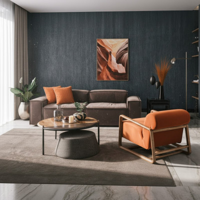 Sofagarnitur Stoffsofa Dreisitzer Sessel Grau Couch Set Couchgarnitur