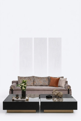 Komplett Wohnzimmer Dreisitzer Couchtische Grau 3tlg Stoffsofa Couch