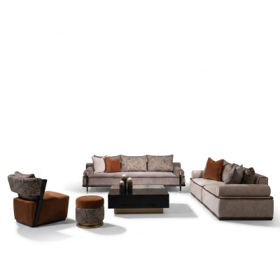 Komplette Couchgarnitur 431 Stoffsofa Sessel Sofas Gruppe Grau Tisch