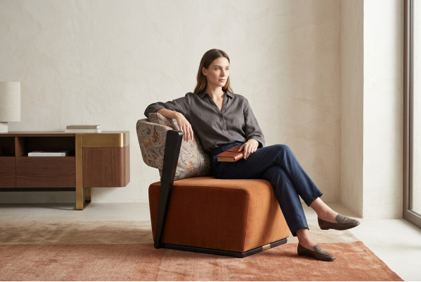 Sessel Ohrensessel Cocktailsessel Relaxsessel Orange Stoff Modern Sitz