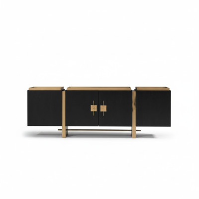 Anrichte Sideboard Schrank Kommode Holz Schwarz Modern Design Gold