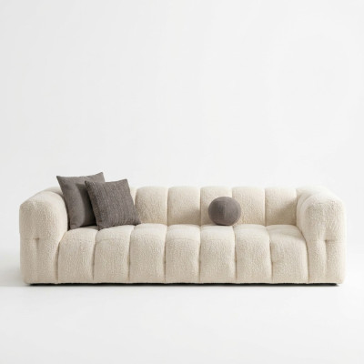 Couch Luxus Dreisitzer Sofa 3 Sitzer Stoffsofa Polstersofa Stoff Weiß