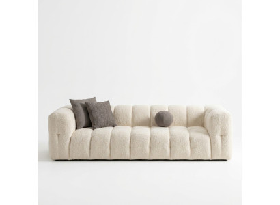 Couch Luxus Dreisitzer Sofa 3 Sitzer Stoffsofa Polstersofa Stoff Weiß