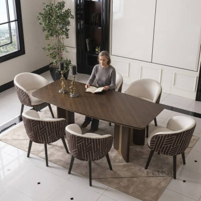 Essgruppe Essecke Esszimmer Esstisch Stühle Set 7tlg Braun Holz Gruppe