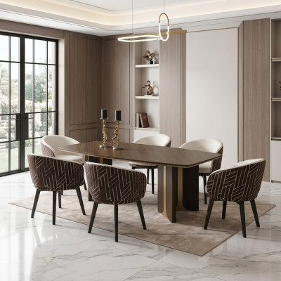 Essgruppe Essecke Esszimmer Esstisch Stühle Set 7tlg Braun Holz Gruppe