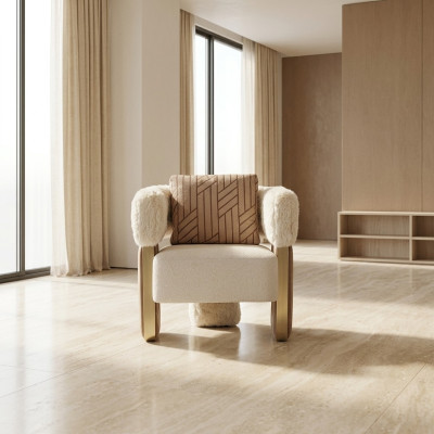Sessel Einsitzer Clubsessel Weiß Stoff Sitz Wohnzimmer Cocktailsessel