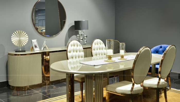 Luxus Esszimmer Essgruppe Essecke Esstisch Stühle Beige Set 9tlg Holz